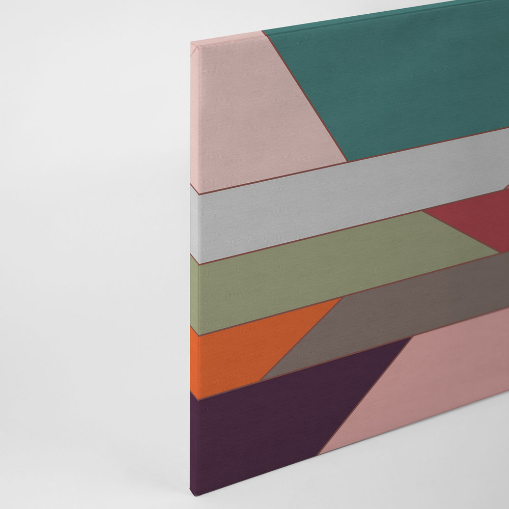             Geometry 2 - Leinwandbild mit buntem Querstreifen Muster in gerippter Struktur – 0,90 m x 0,60 m
        