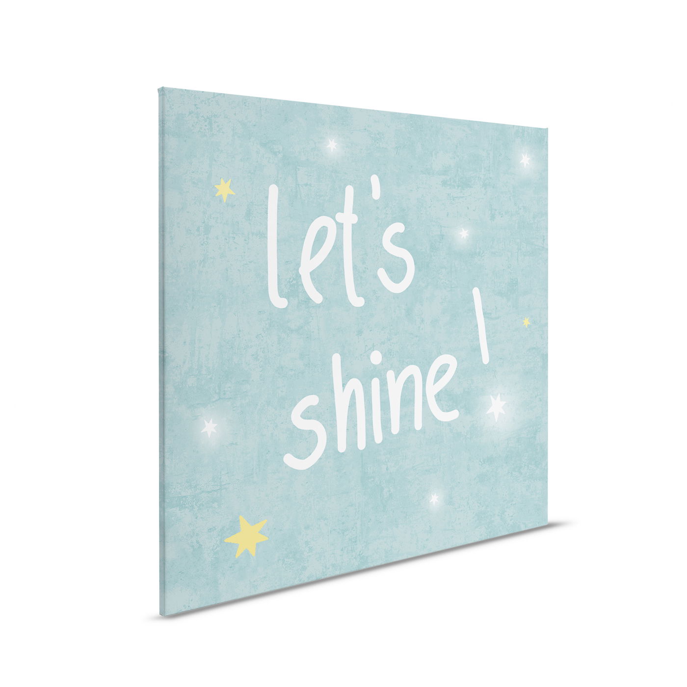        Kinderzimmer Leinwandbild Lets Shine - Inspirierende Wanddekoration mit funkelndem Schriftzug – 30 x 30 cm - Blau, Gelb
    