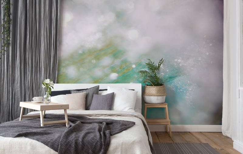 Bett, Wohnzimmer, Wandmalerei, Pflanzen, Nachttisch