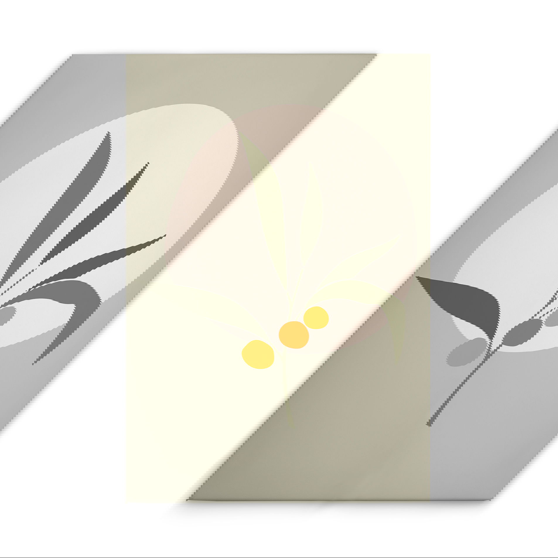             Leinwandbild - Minimalistischer Zweig mit Orangenakzenten ideal für die Küche – 30 x 45 cm - Grün, Creme
        