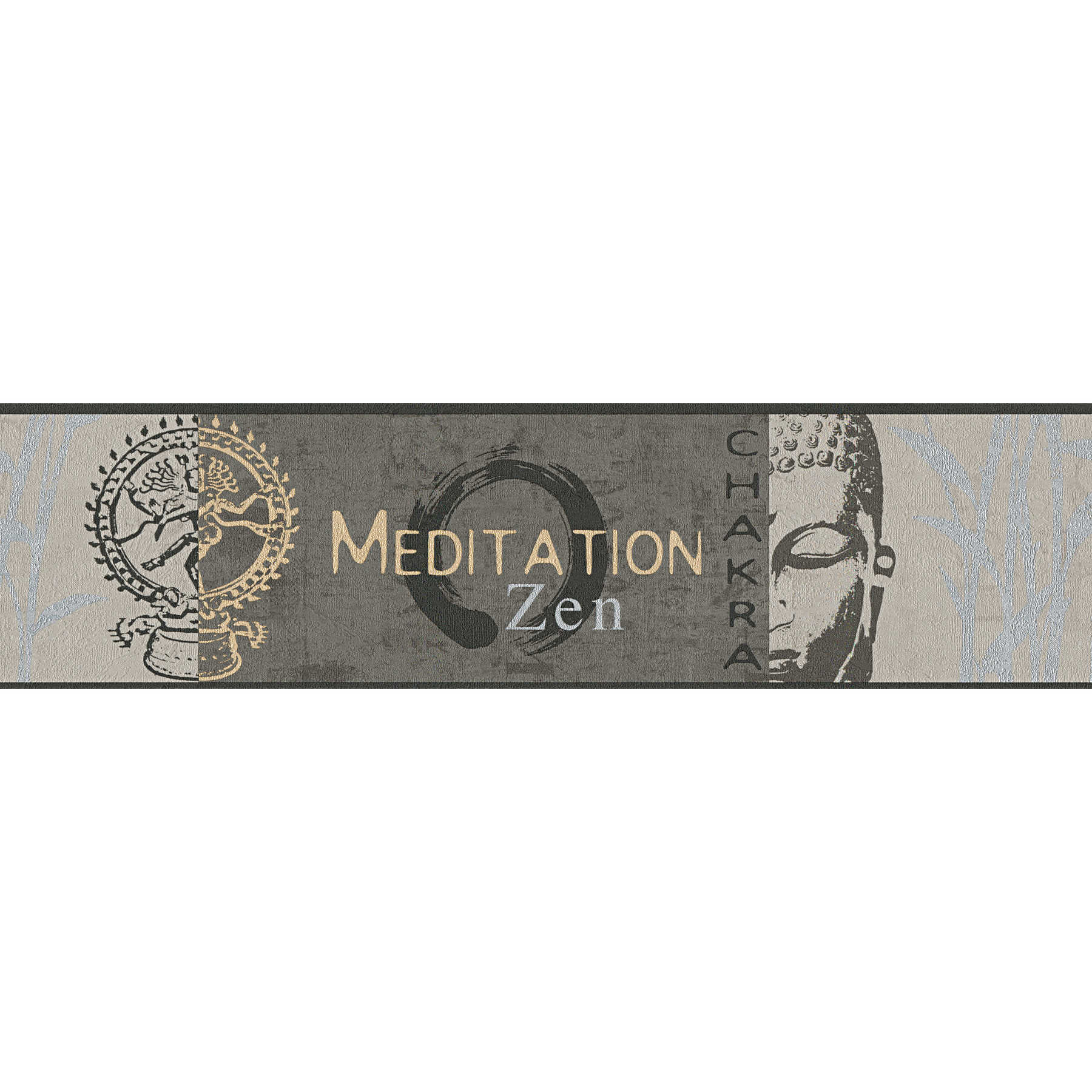         Bordure de papier peint Buddha Meditation - Gris, métallique
    