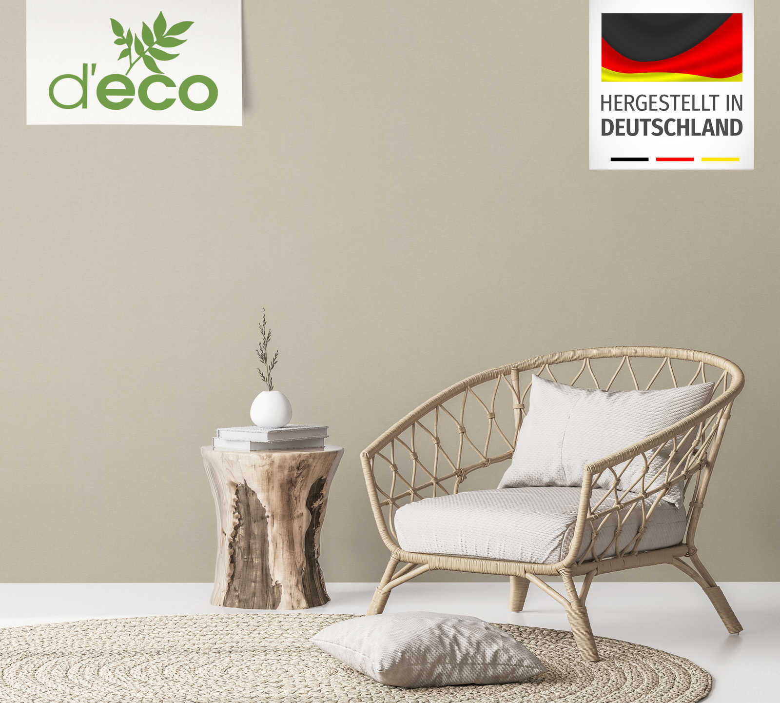             PVC-freie Vliestapete mit glänzendem Tupfmuster – Beige
        