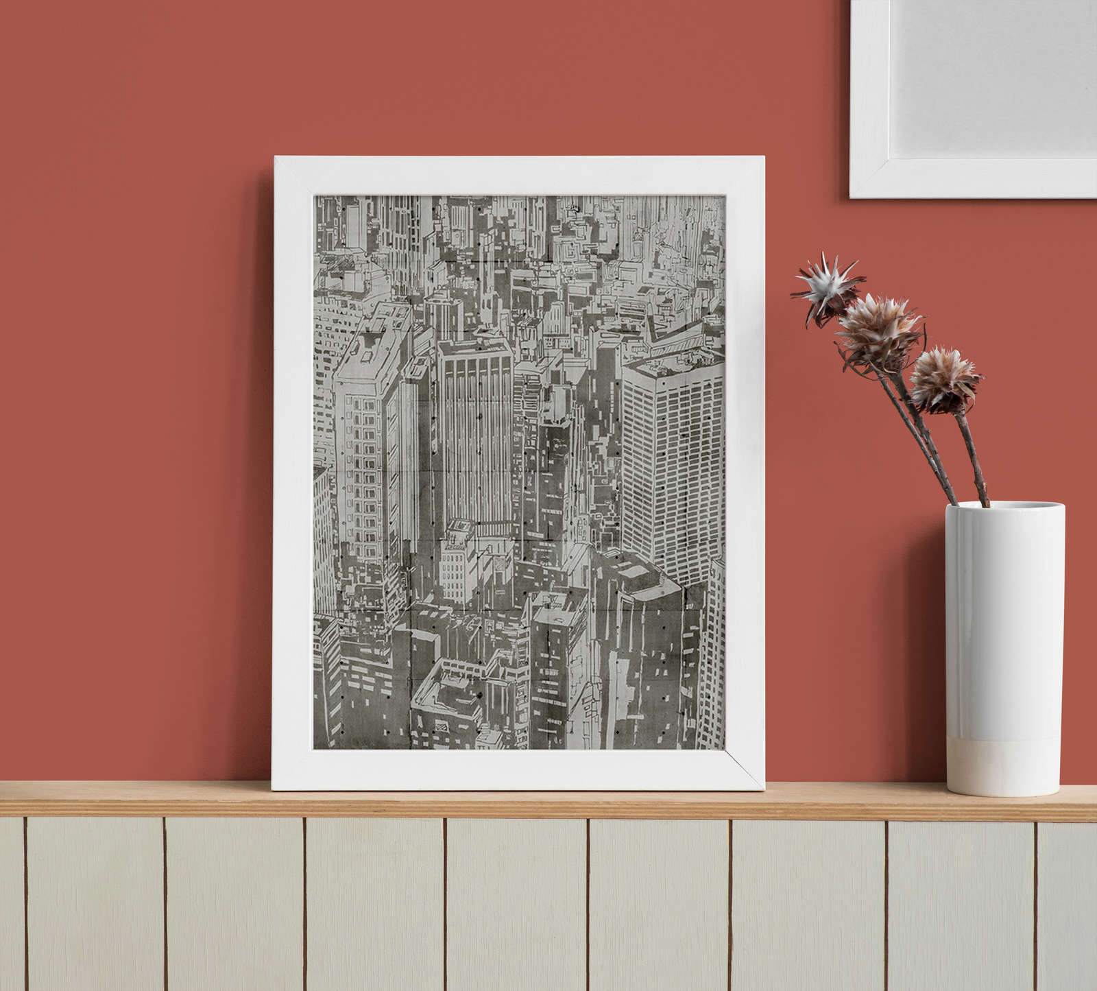 Druck, Stadtansicht, Schwarz-Weiß, gerahmte Kunst, Poster