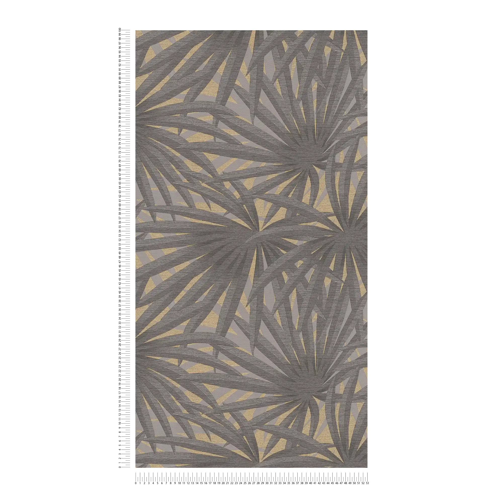             Wallpaper with leaf pattern and metallic accents - grey, metallic
        