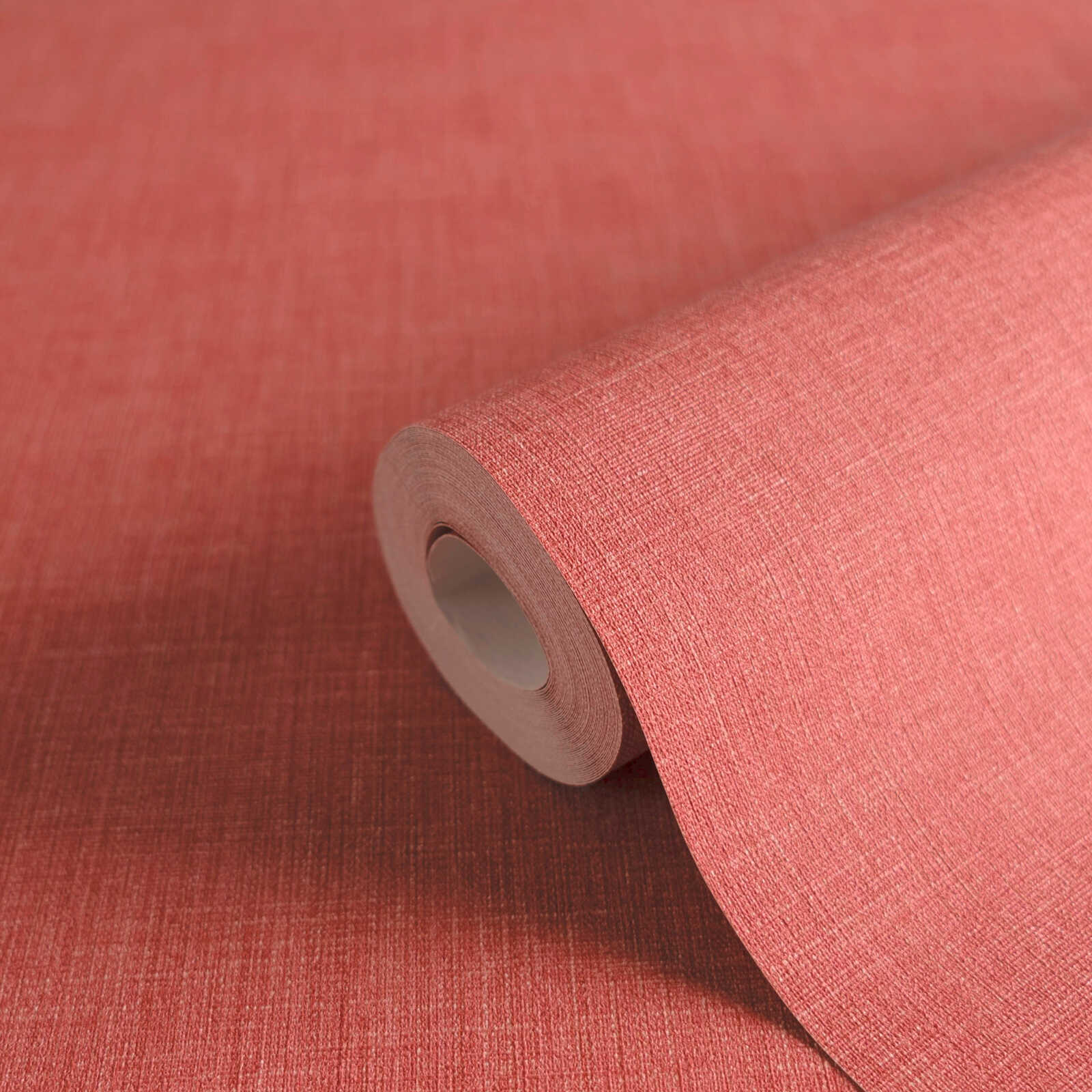Vliestapete einfarbig mit Textiloptik in matter Optik – Rot