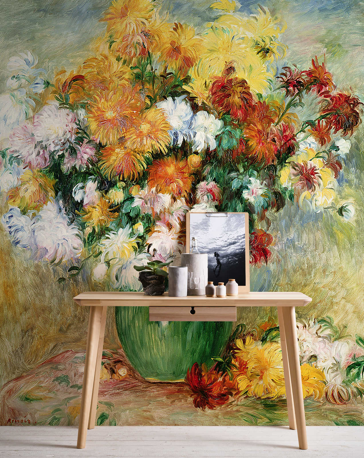 Cadre Photo Mural Tissu Tapisserie Bouquet De Fleurs – 58,5 X 48 Cm