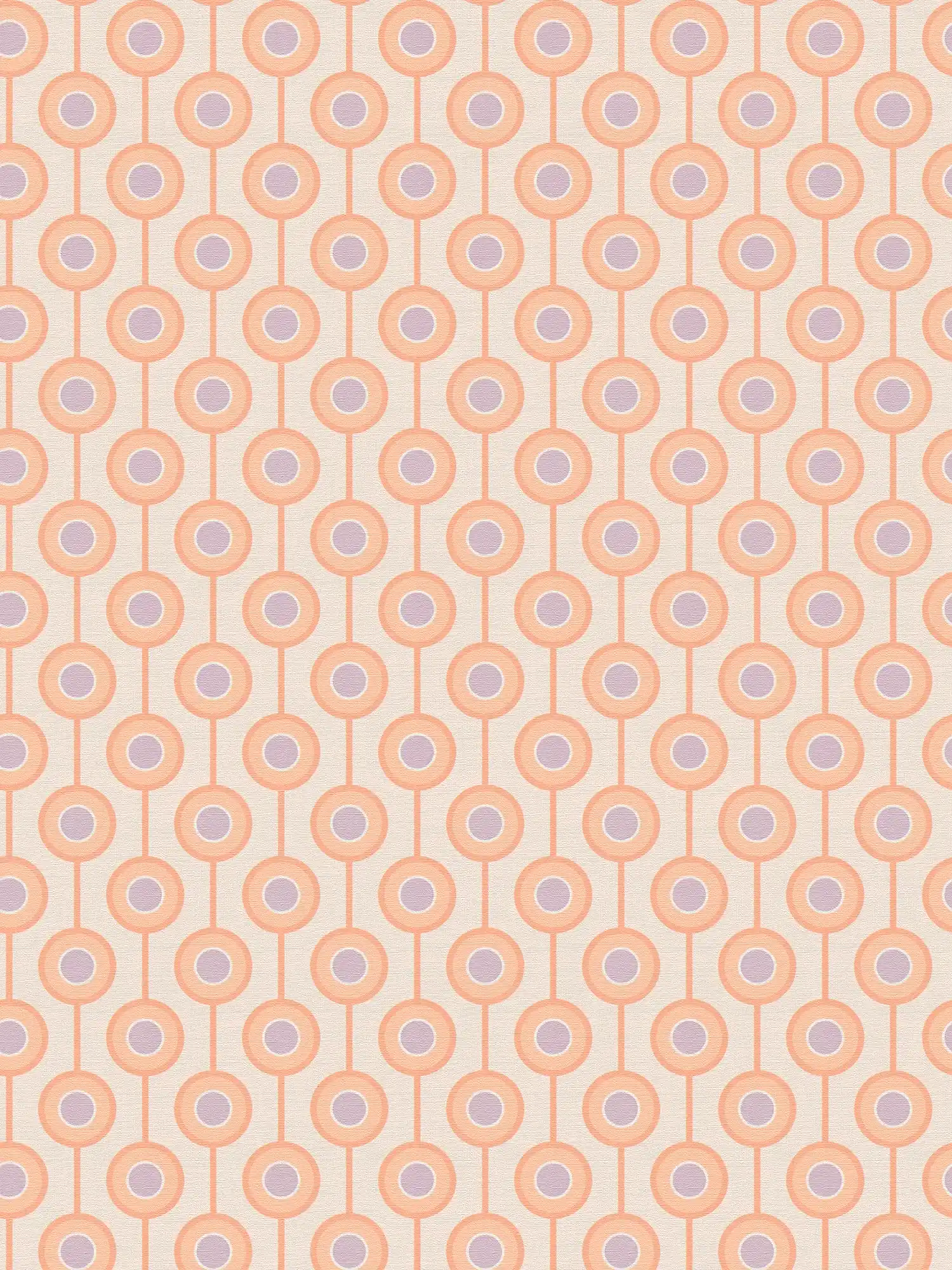 Vliestapete mit Kreis Bemusterung in sanften Farben – Beige, Orange, Lila