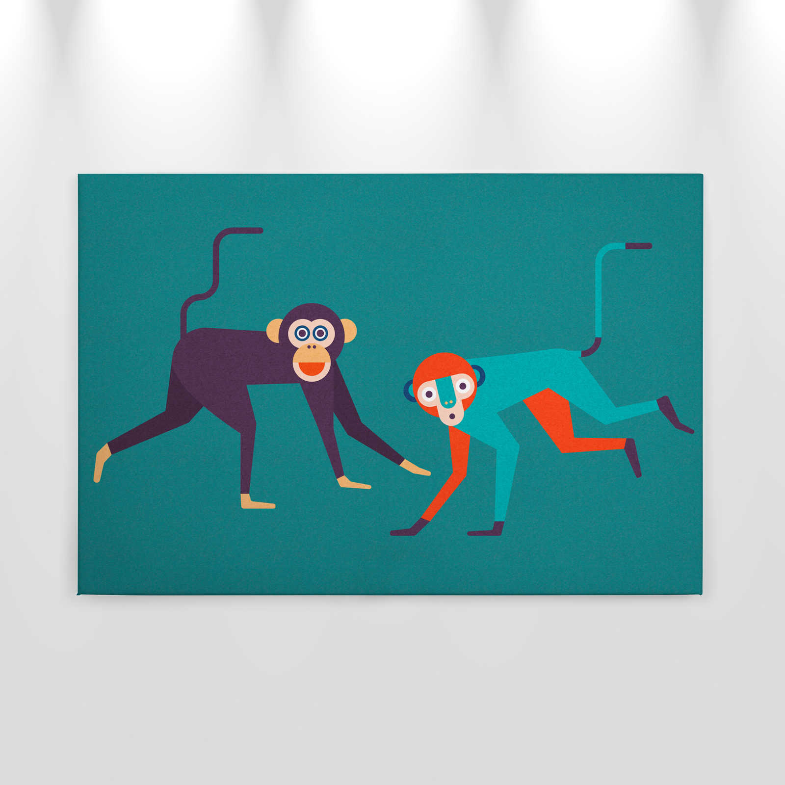             Monkey Business 1 - Leinwandbild in Pappe Struktur, Affen-Bande im Comic-Stil – 0,90 m x 0,60 m
        