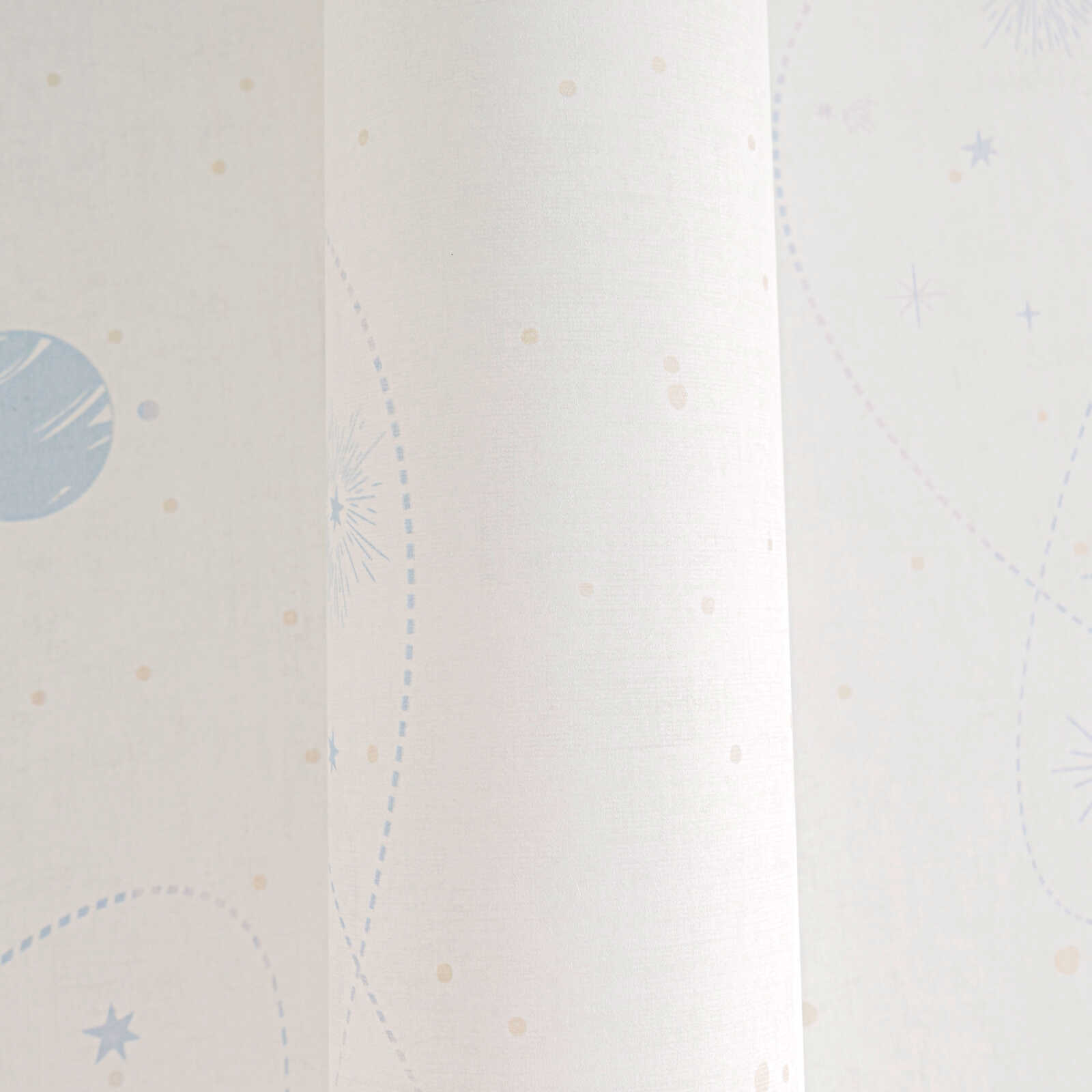             Kinderzimmer Vliestapete Weltraum für kleine Astronauten die das Universum entdecken wollen – Beige, Blau, Creme
        