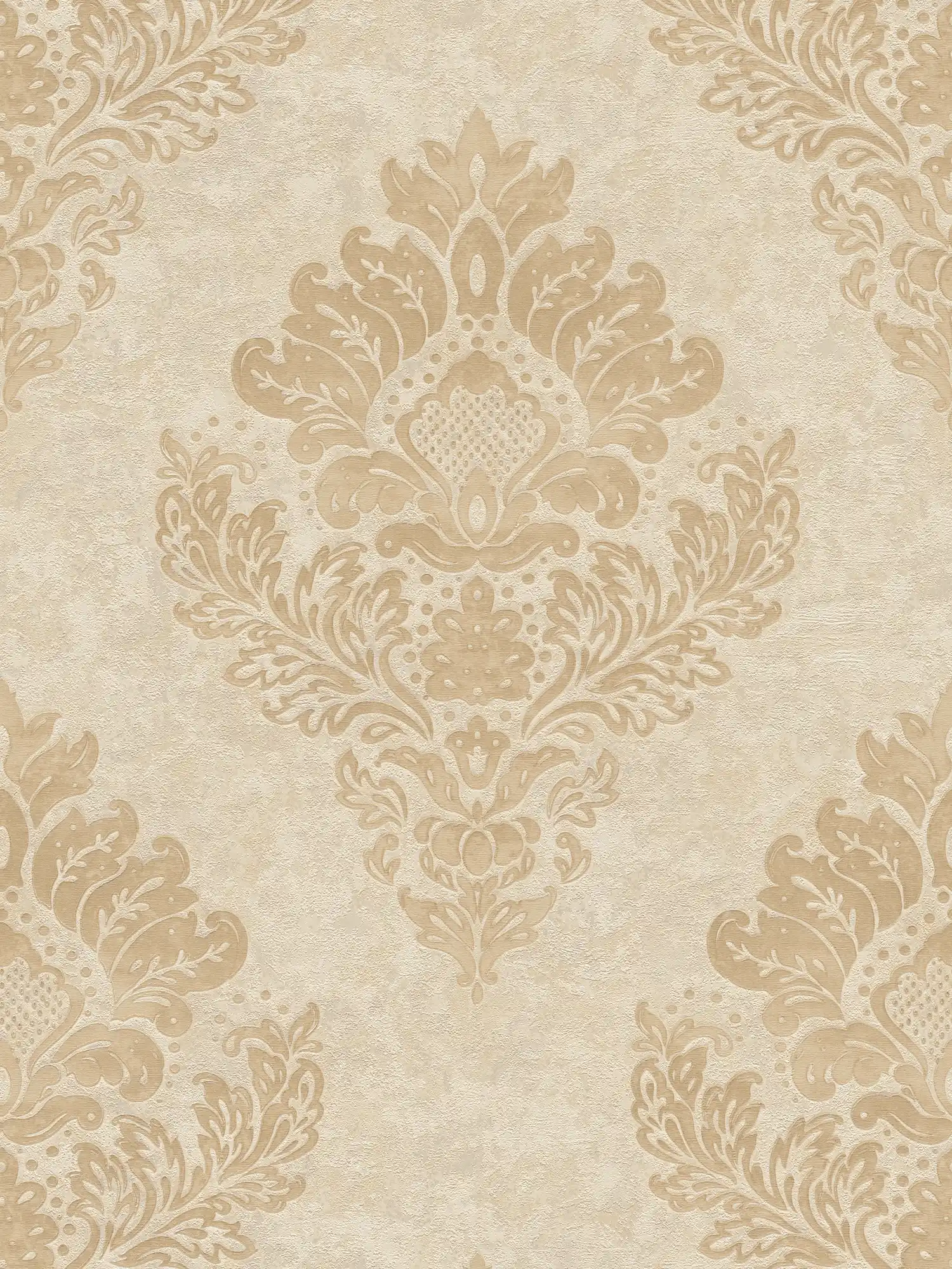         Papier peint avec ornements floraux & effet métallique - beige, marron
    