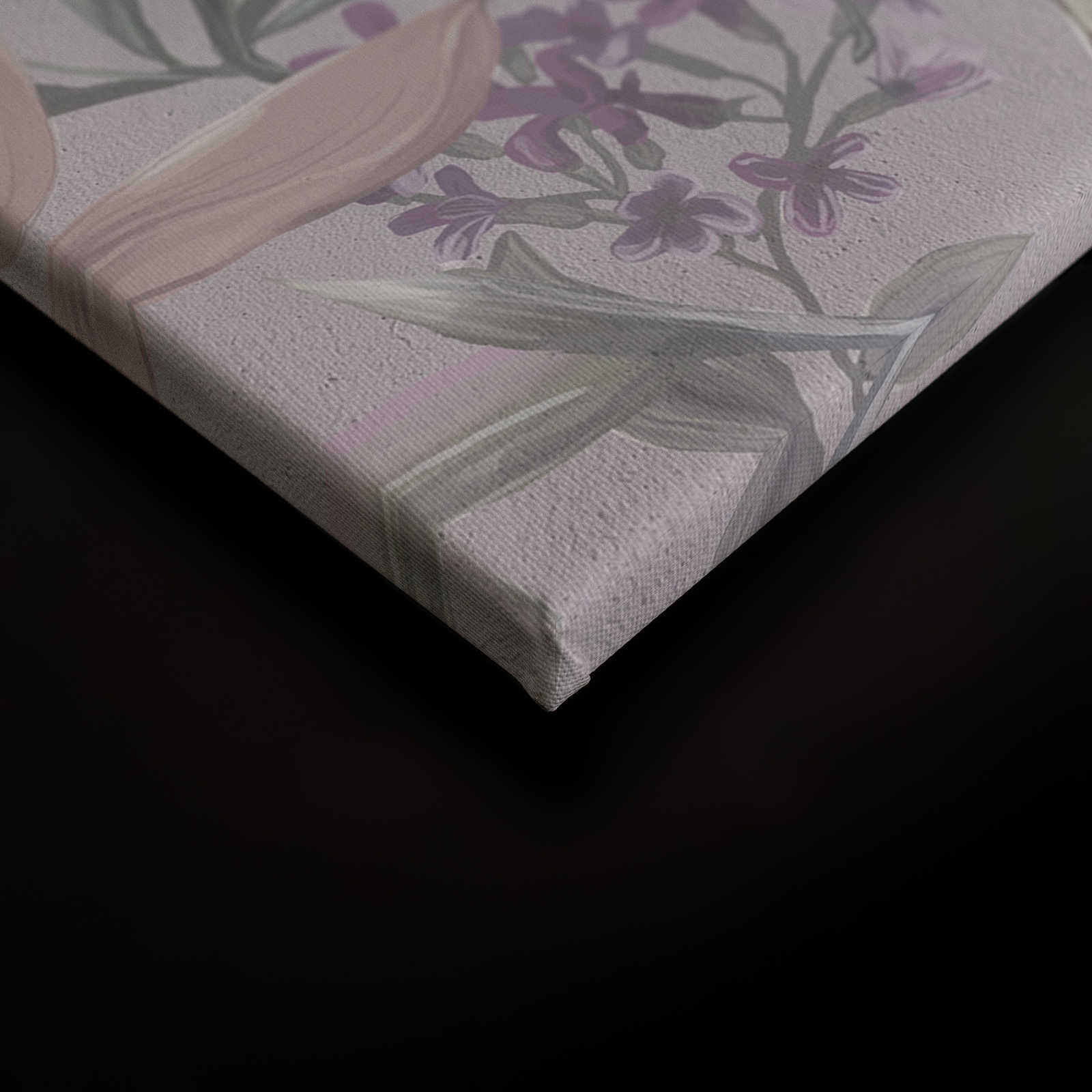             Florales Dschungel Leinwandbild gezeichnet | rosa, weiß – 0,90 m x 0,60 m
        