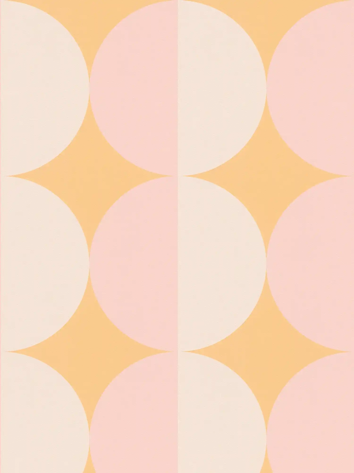 Vliesbehang met cirkelpatroon retro design - oranje, beige, roze