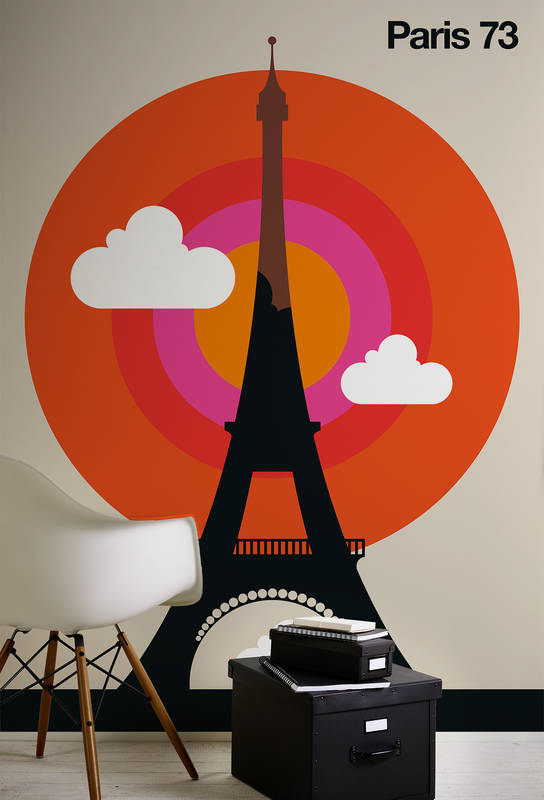Eiffelturm, Wandbild, Kunstwerk, Orange Kreis, Wolken