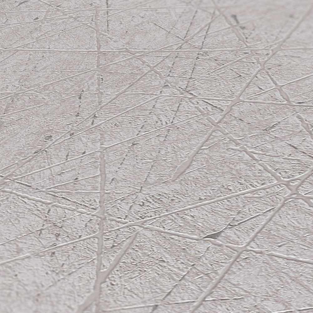             Grafische Tapete mit abstrakten Dreiecksmuster – Grau, Silber
        