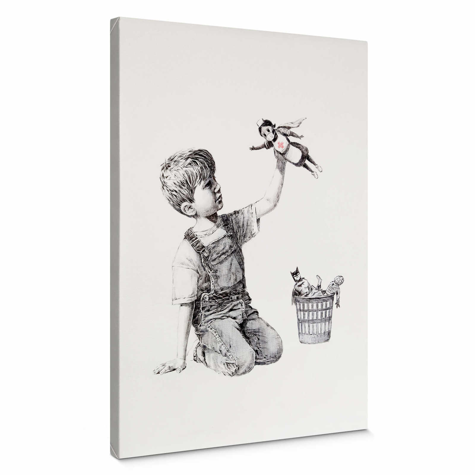         Canvas print Banksy "Real Hero" – black and white
    