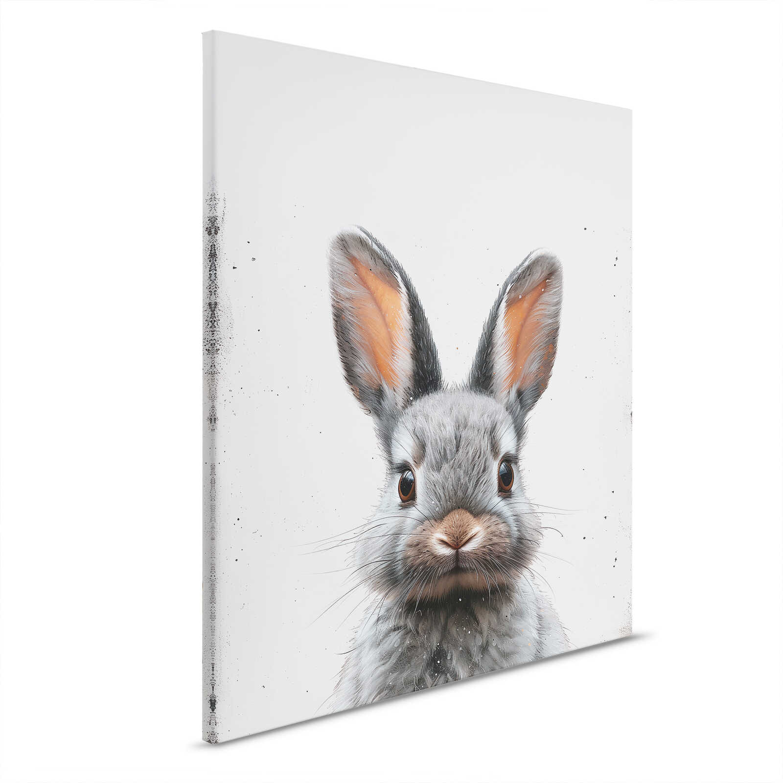         Kinderzimmer Leinwandbild Baby Hase - Süße und lebendige Natürlichkeit – 40 x 50 cm - Weiss, Grau
    