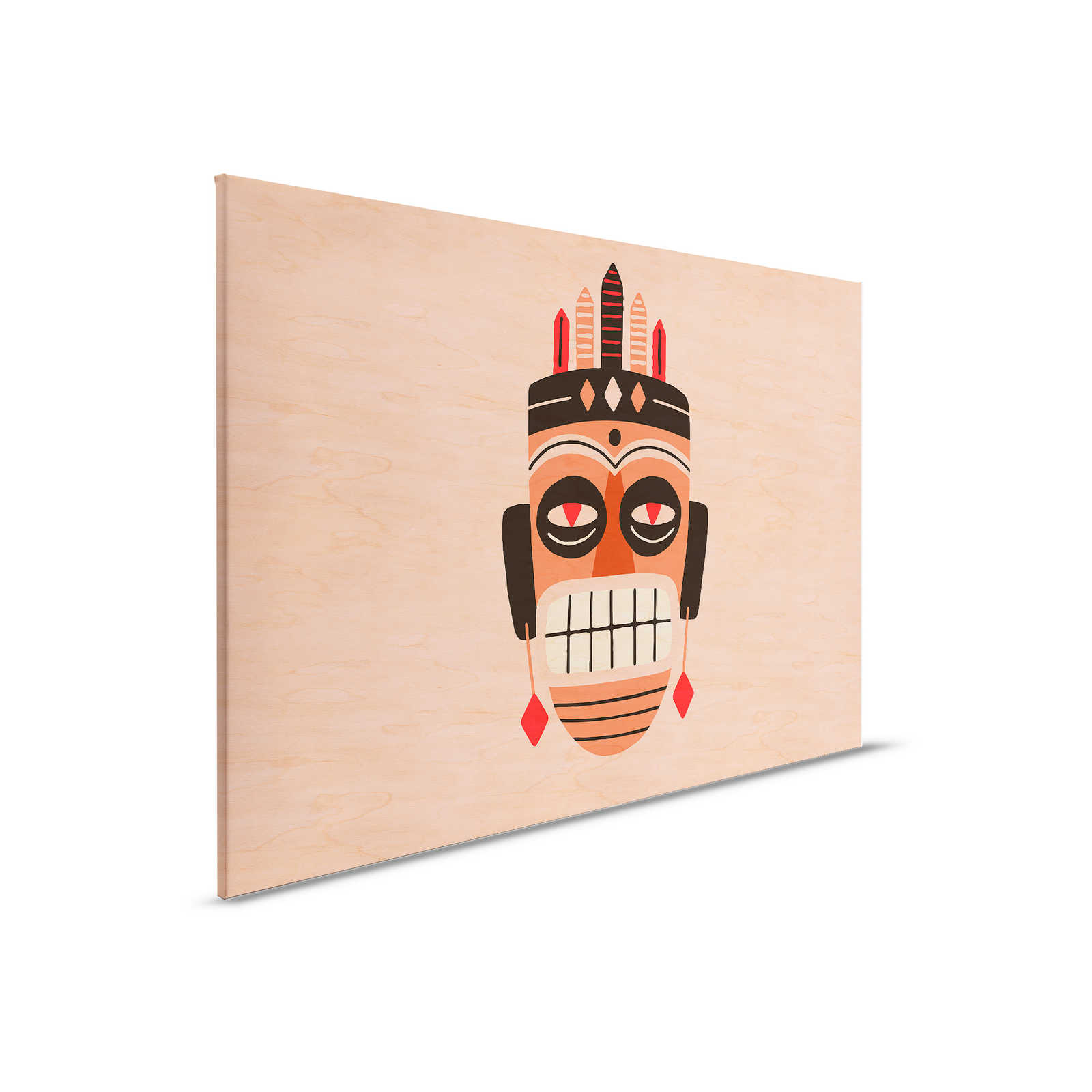         Overseas 1 - Canvas schilderij op Afrika geïnspireerd maskerdessin - 0.90 m x 0.60 m
    