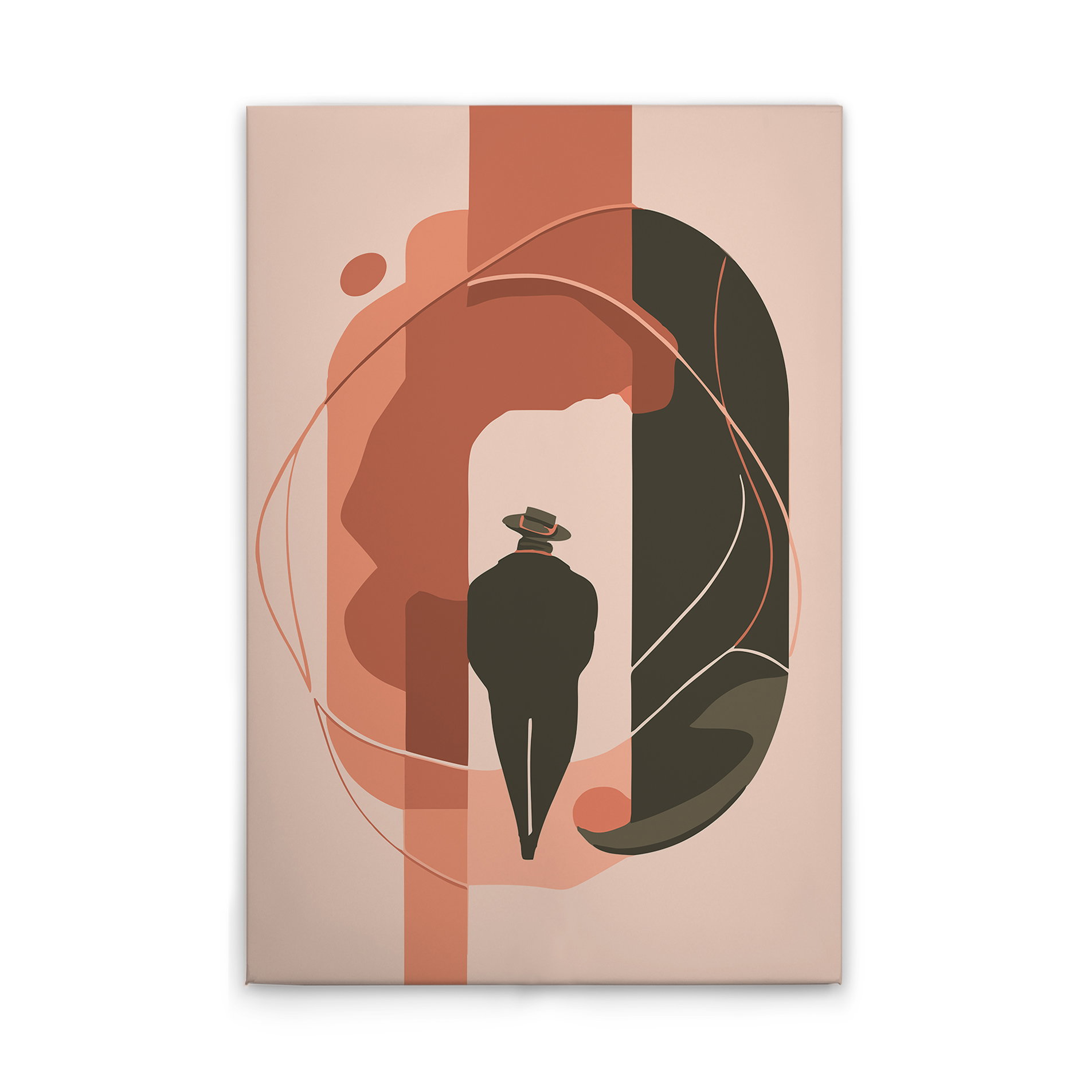 Der Reisende - Mystische Illustration mit warmen Akzenten auf Leinwand – 30 x 45 cm - Beige, Orange