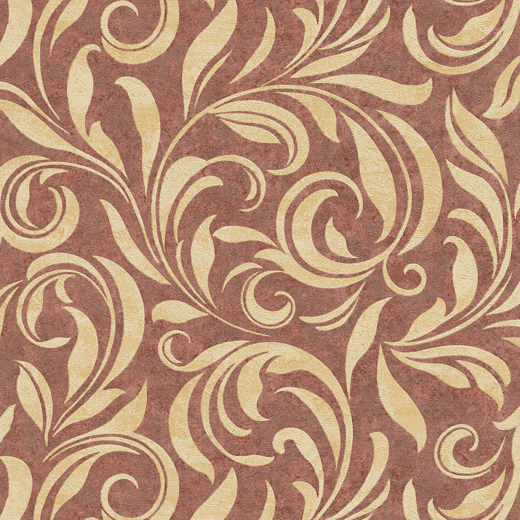         papier peint en papier ornemental métallique avec structure & hachures de couleur - rouge, or, beige
    