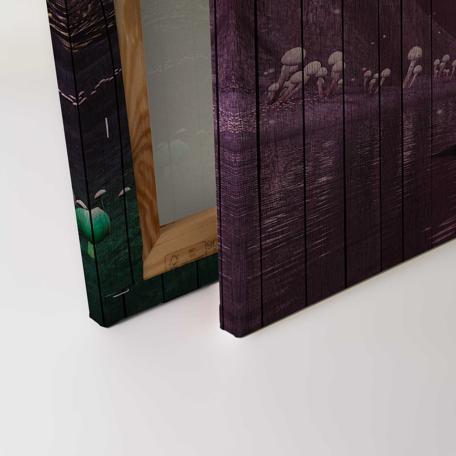             Fantasy 2 - Leinwandbild magischer Wald mit Holzpaneele Struktur – 0,90 m x 0,60 m
        