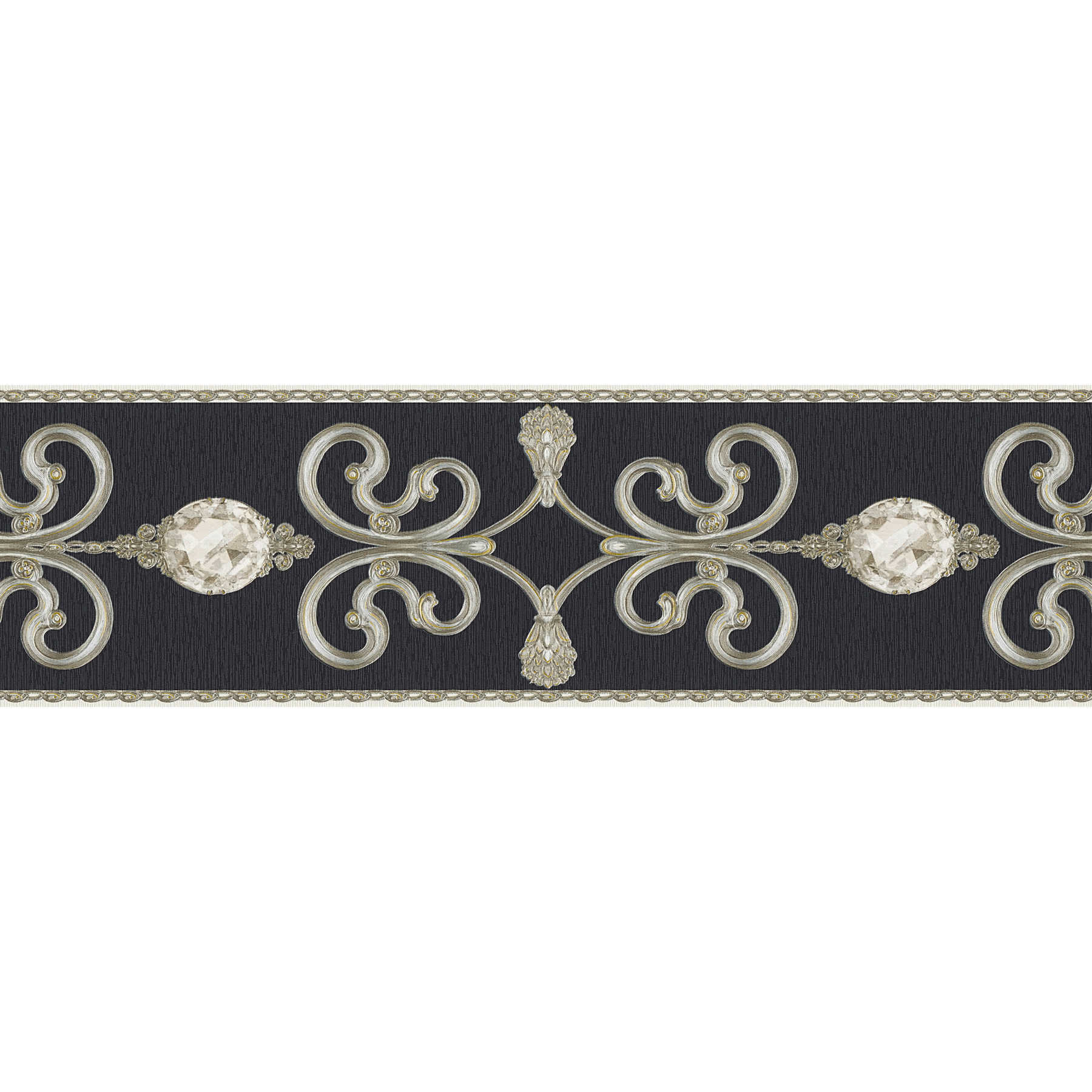         Ornament Onderlaag behangrand Zwart met Ruiten - Metallic
    