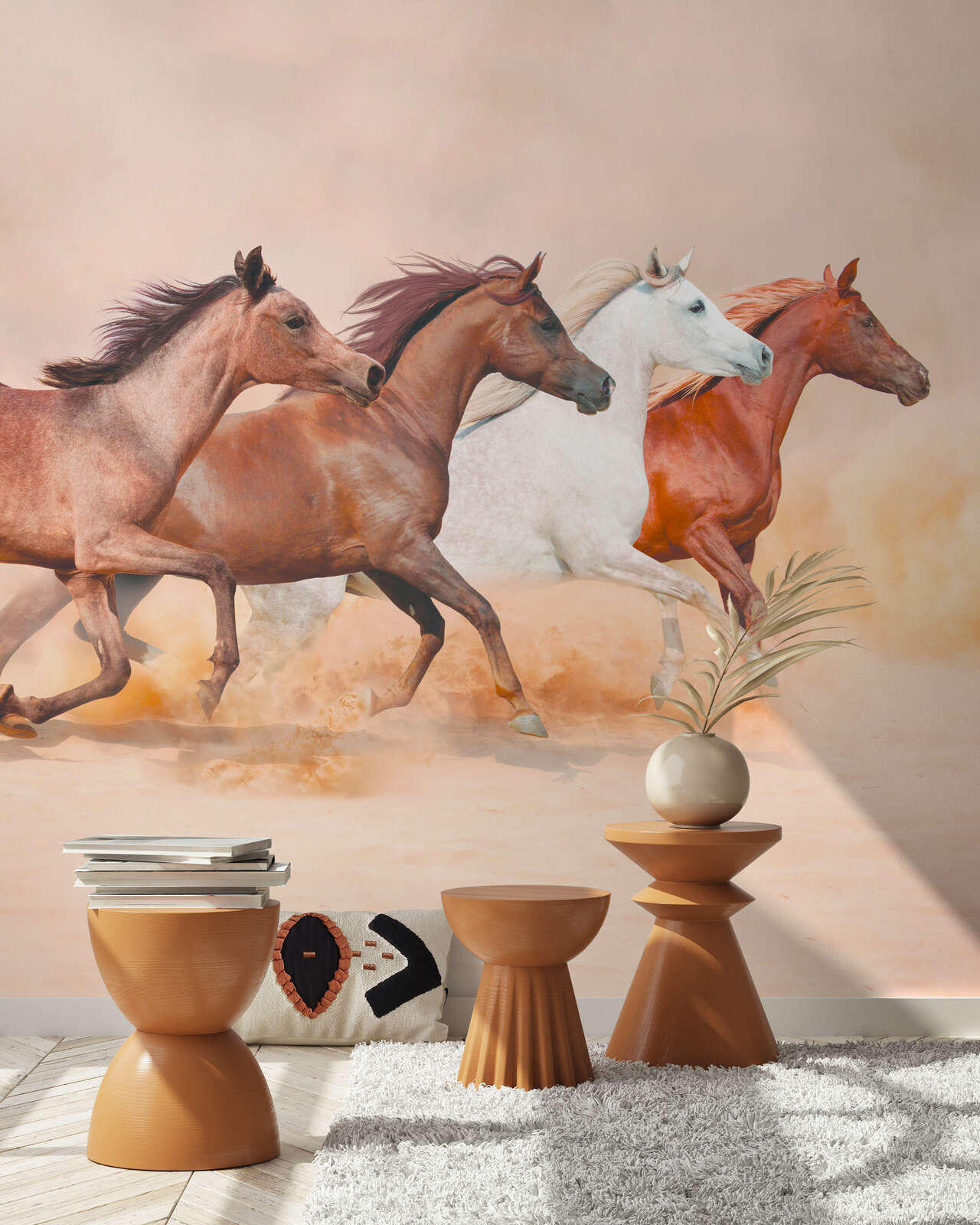 Pferd, Pferde, Wandbild, Wohnkultur, orange Wand