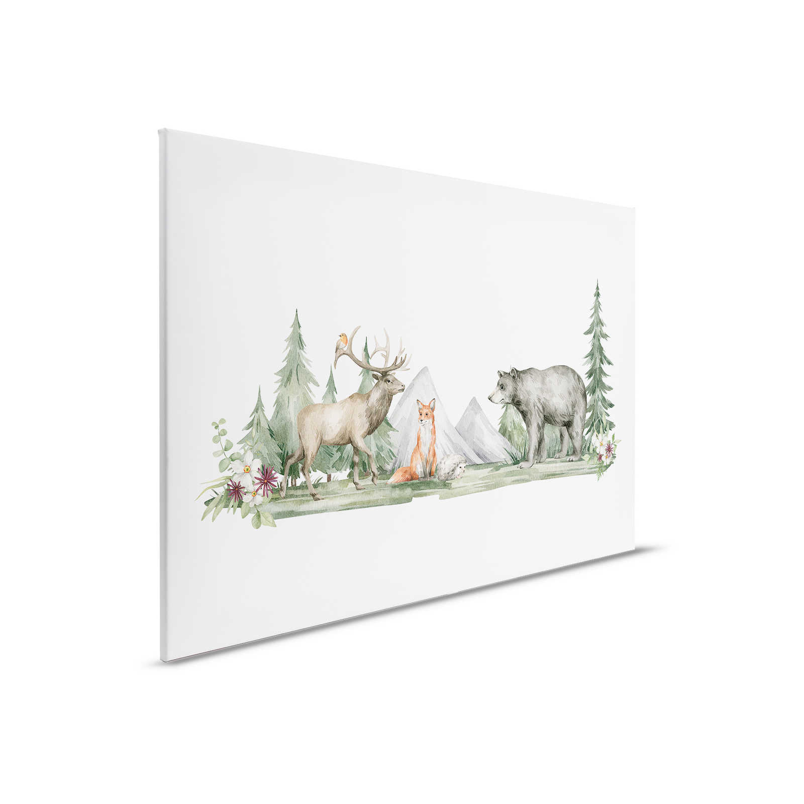             Leinwandbild Kinderzimmer mit Tieren im Wald – 0,90 m x 0,60 m
        