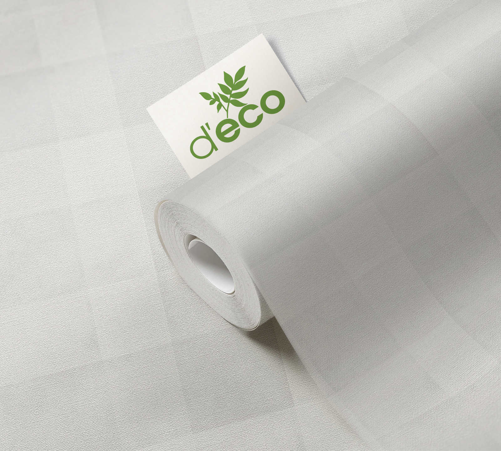             Leinenoptiktapete mit Karomuster PVC-frei – Grau
        