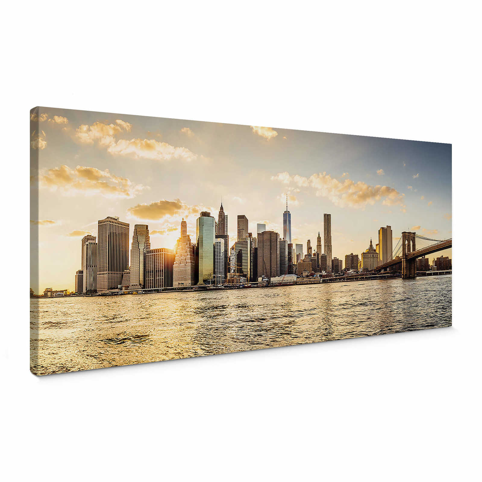         Tableau panoramique sur toile Coucher de soleil à Manhattan - 1,00 m x 0,40 m
    