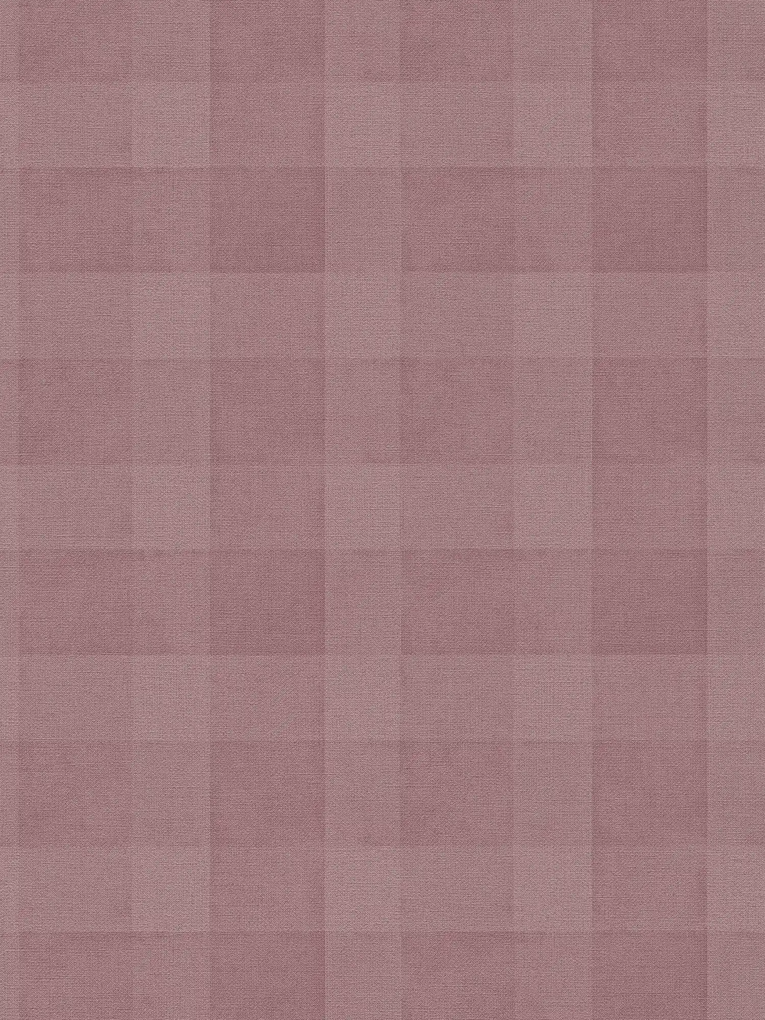 Ruitjesbehang met linnenlook PVC-vrij - Paars