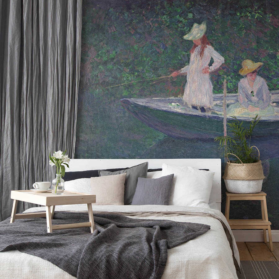 bettzimmer, wandtapete, kunstmotiv, leinenbettwäsche, pflanzentopf