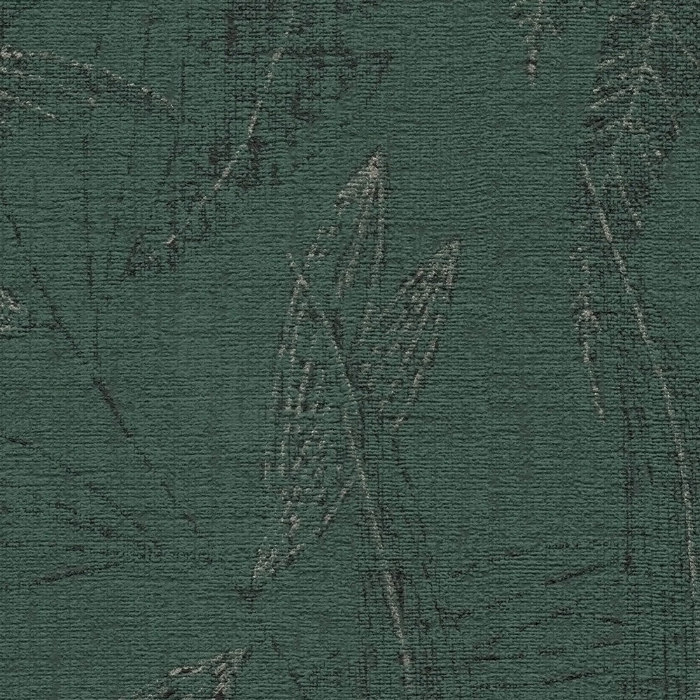             Tapete mit Dschungelbemusterung leicht strukturiert – Grün, Dunkelgrün, Schwarz
        