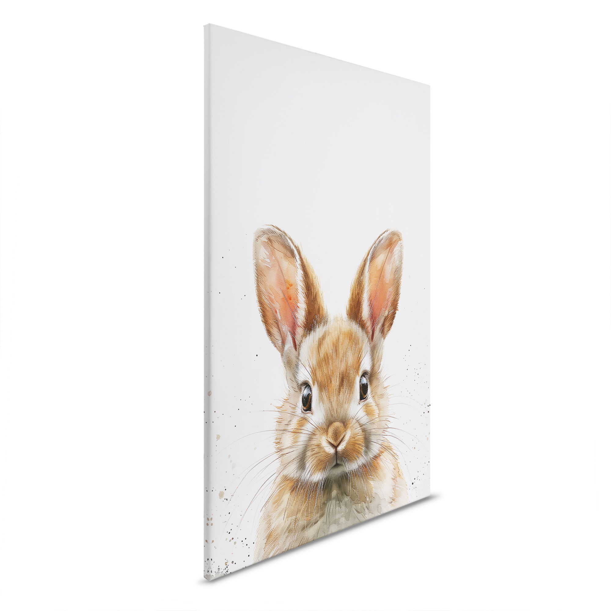        Kinderzimmer Leinwandbild Baby Hase - Ein verspieltes Bild eines braunen Hasen, das Wärme und Natürlichkeit ausstrahlt. – 30 x 45 cm - Weiss, Braun
    