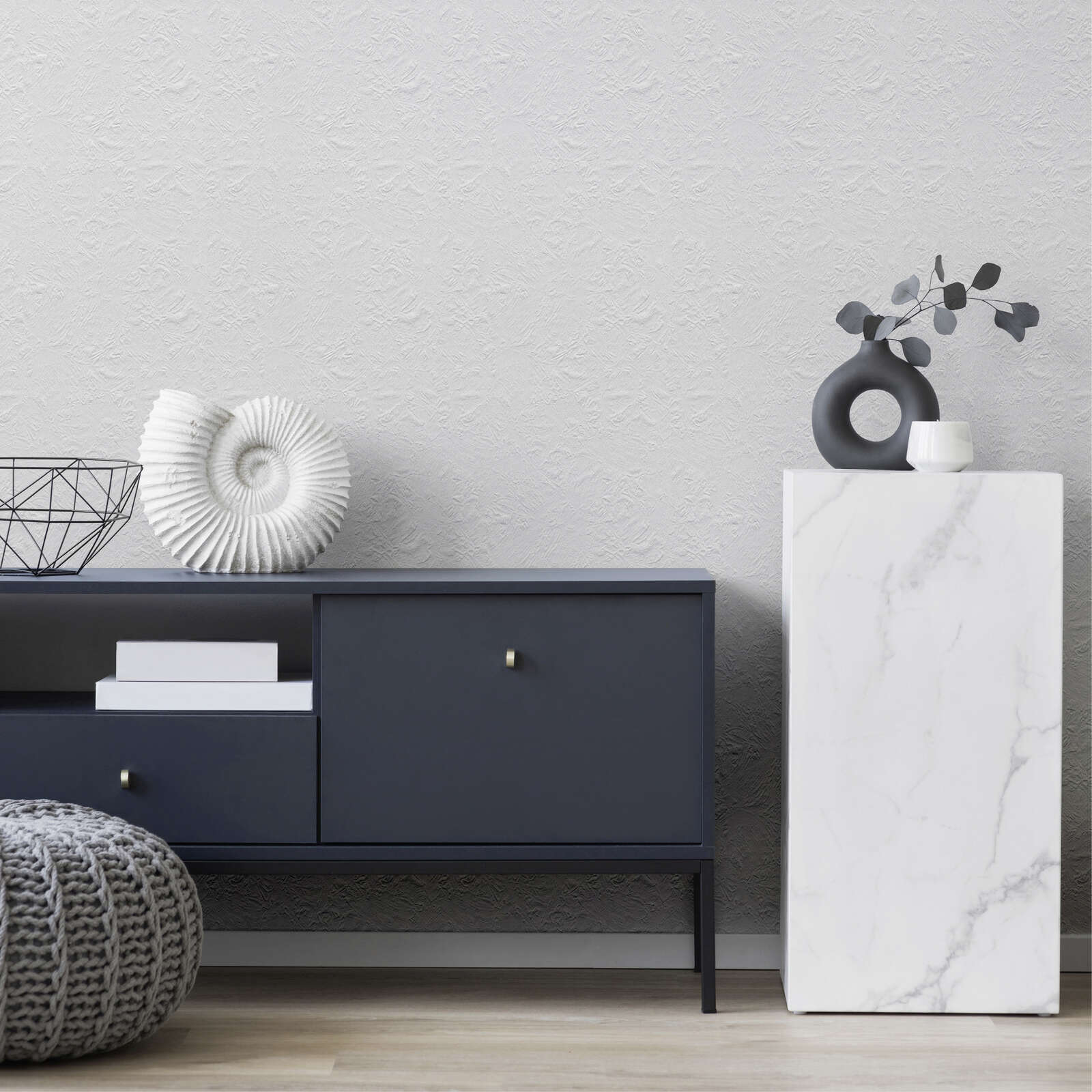             Überstreichbare Tapete mit Putzoptik – Überstreichbar, Weiß
        