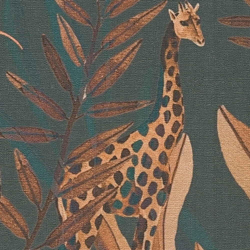             Lebhafte, leicht strukurierte Vliestapete mit exotischem Safari-Tiermotiv – Blau
        