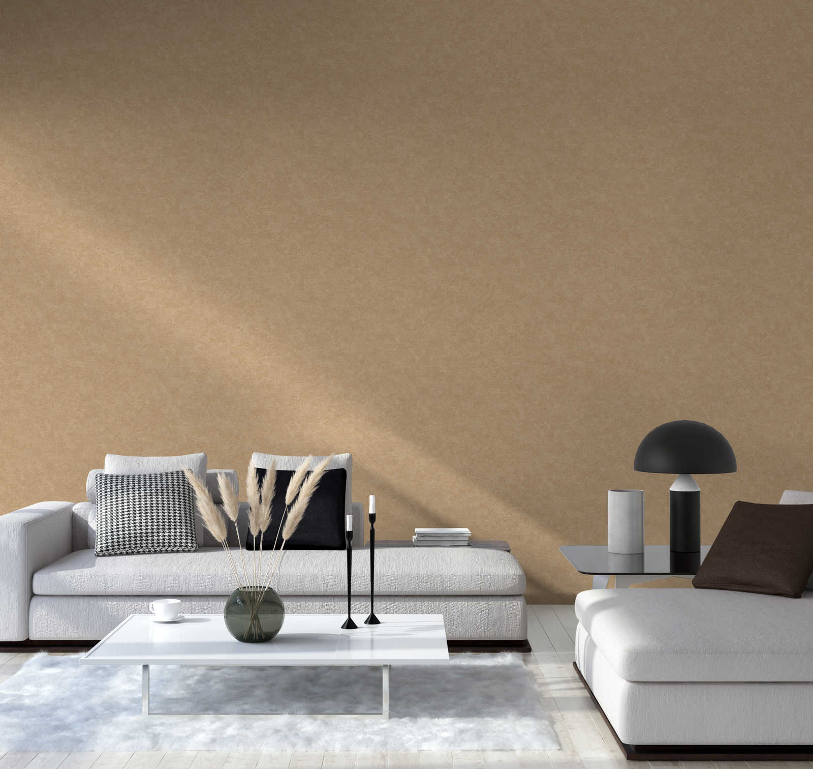             Unitapete mit meliertem Strukturmuster – Beige, Braun
        