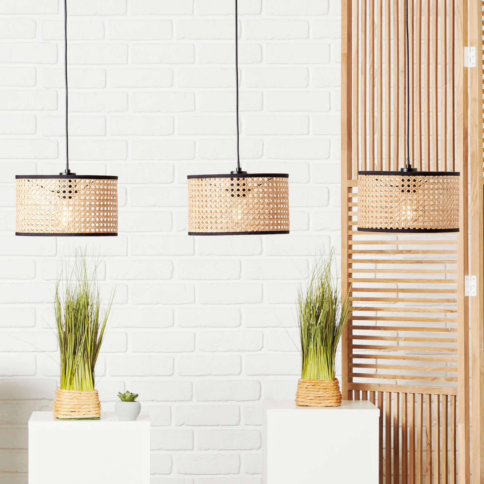             Pendelleuchte aus Rattan - Toni 6 – Beige
        