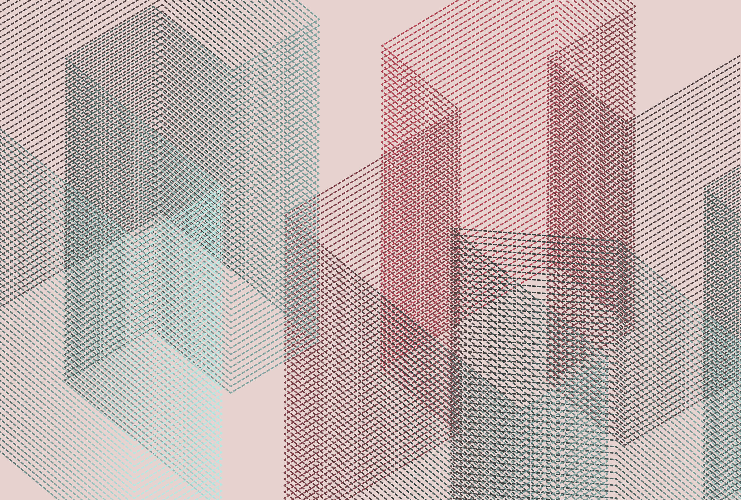 Fototapete »mesh 1« - Abstraktes 3D-Design – Rot, Blau | Glattes, leicht glänzendes Premiumvlies