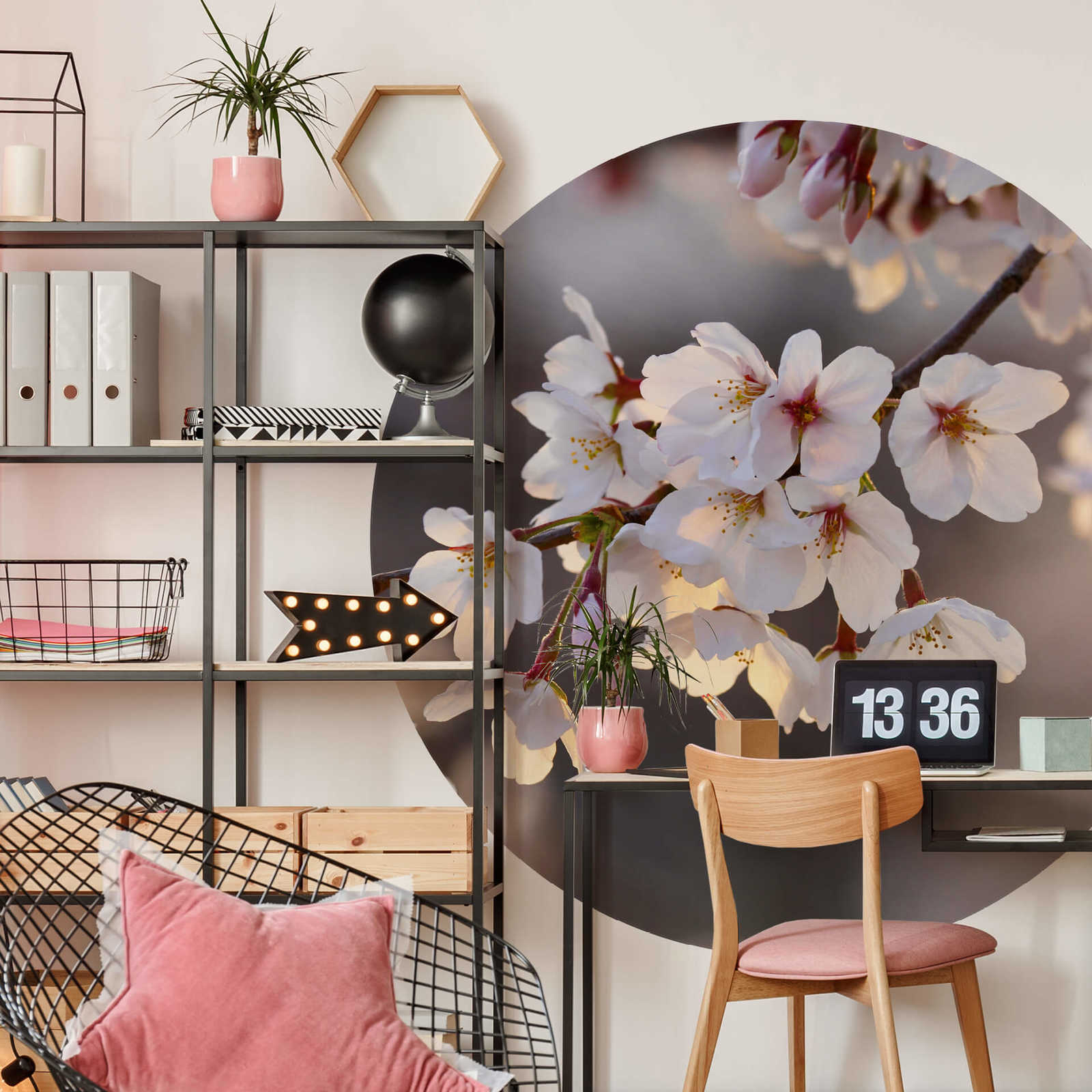             Runde Fototapete Kirschblüten in Rosa & Weiß
        