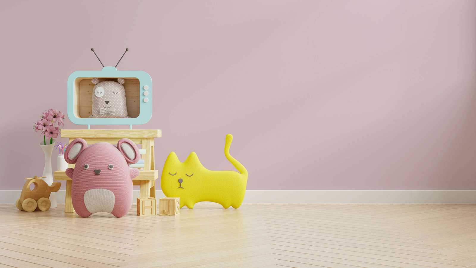 spielzeug, kinderzimmer, kissen, fernseher, plüschfigur