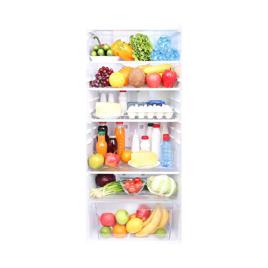 Kühlschrank, Frischegemüse, Obst, Milchprodukte, Flaschengetränke