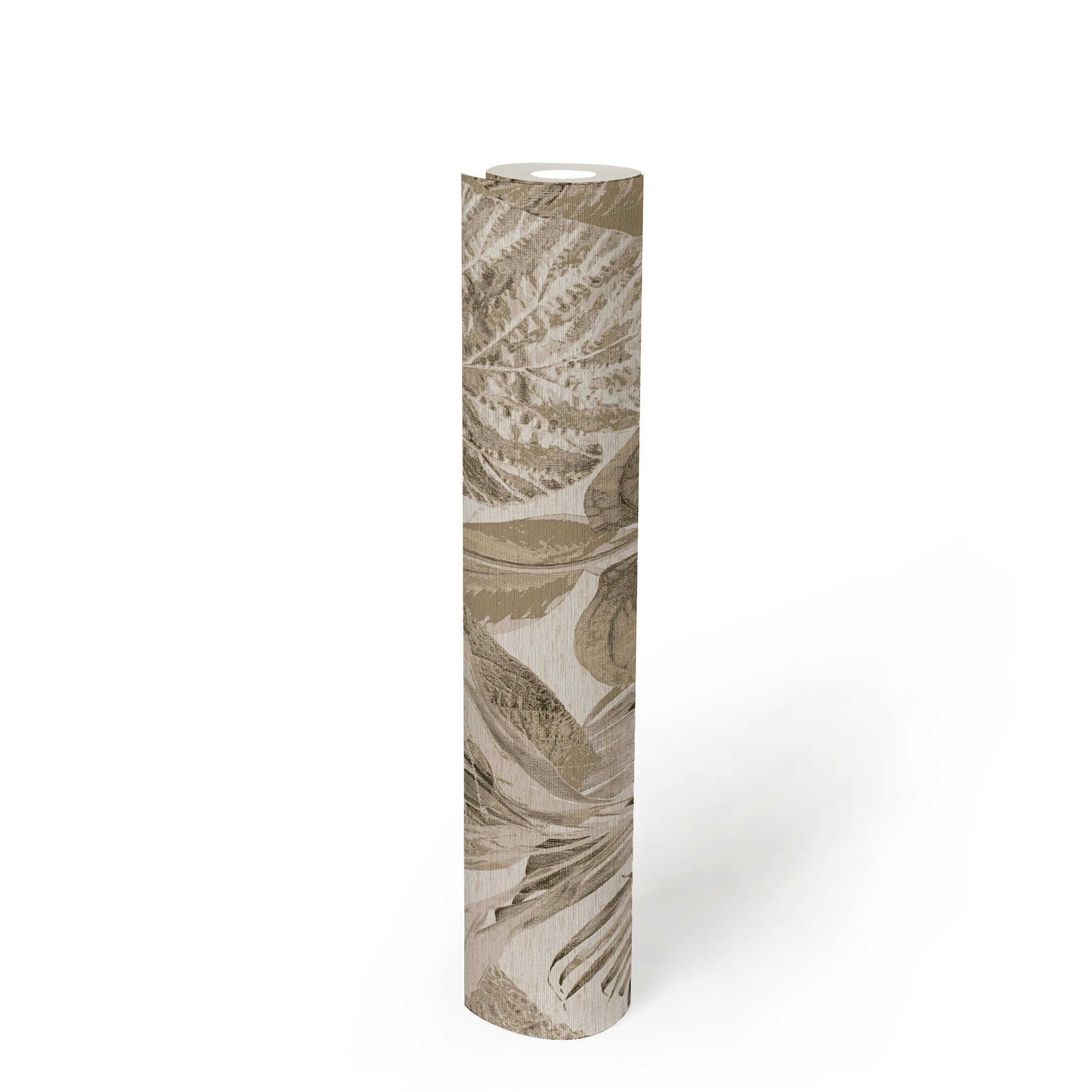             Tapete mit Dschungelmuster leicht strukturiert, matt – Beige, Taupe
        