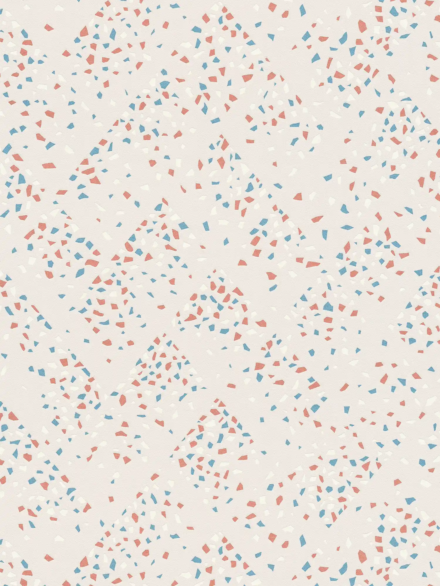 Vliestapete mit Terrazzo Muster – Blau, Rosa, Weiß