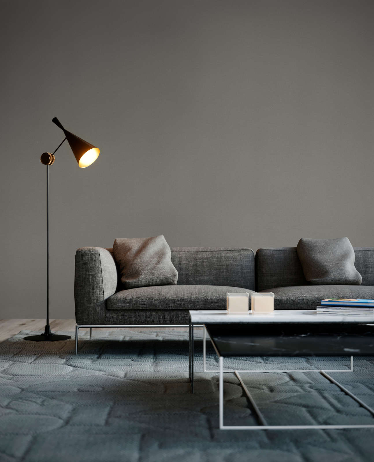             Vliestapete Leinenoptik mit Strukturdetails, einfarbig – Grau, Beige
        