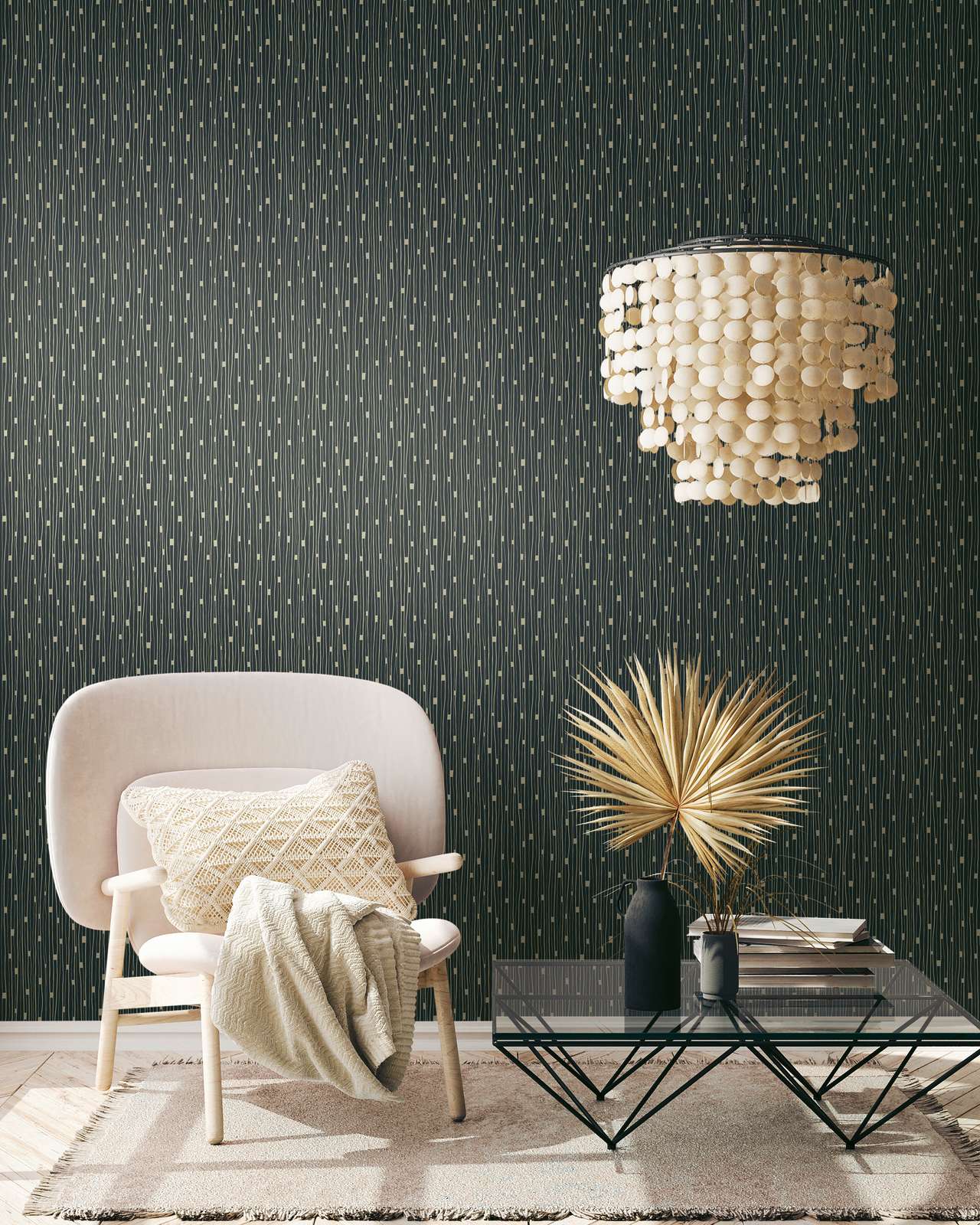             Tapete 50er Jahre Retro Design – Schwarz, Metallic
        