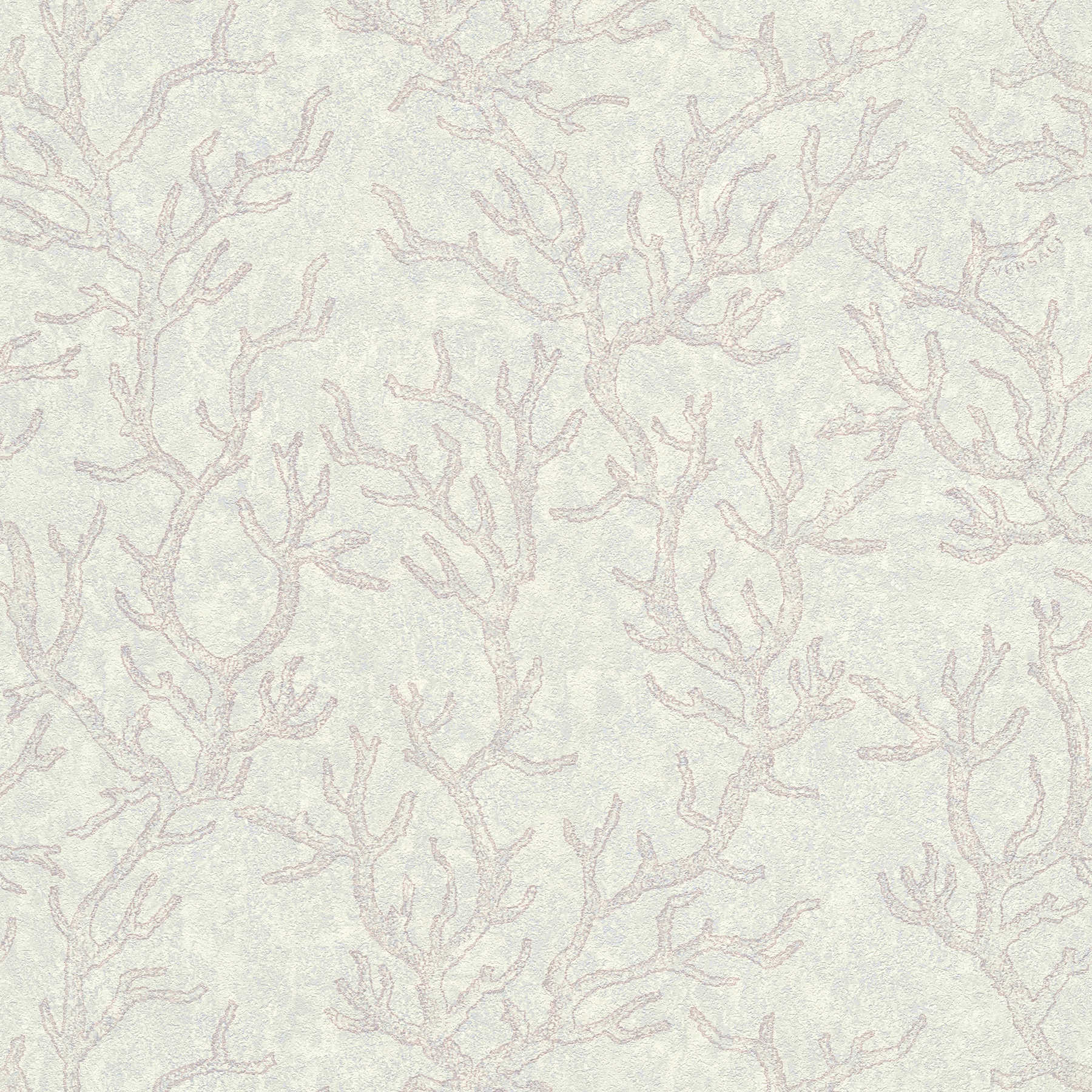 VERSACE non-woven wallpaper with coral pattern & texture design - grey, metallic