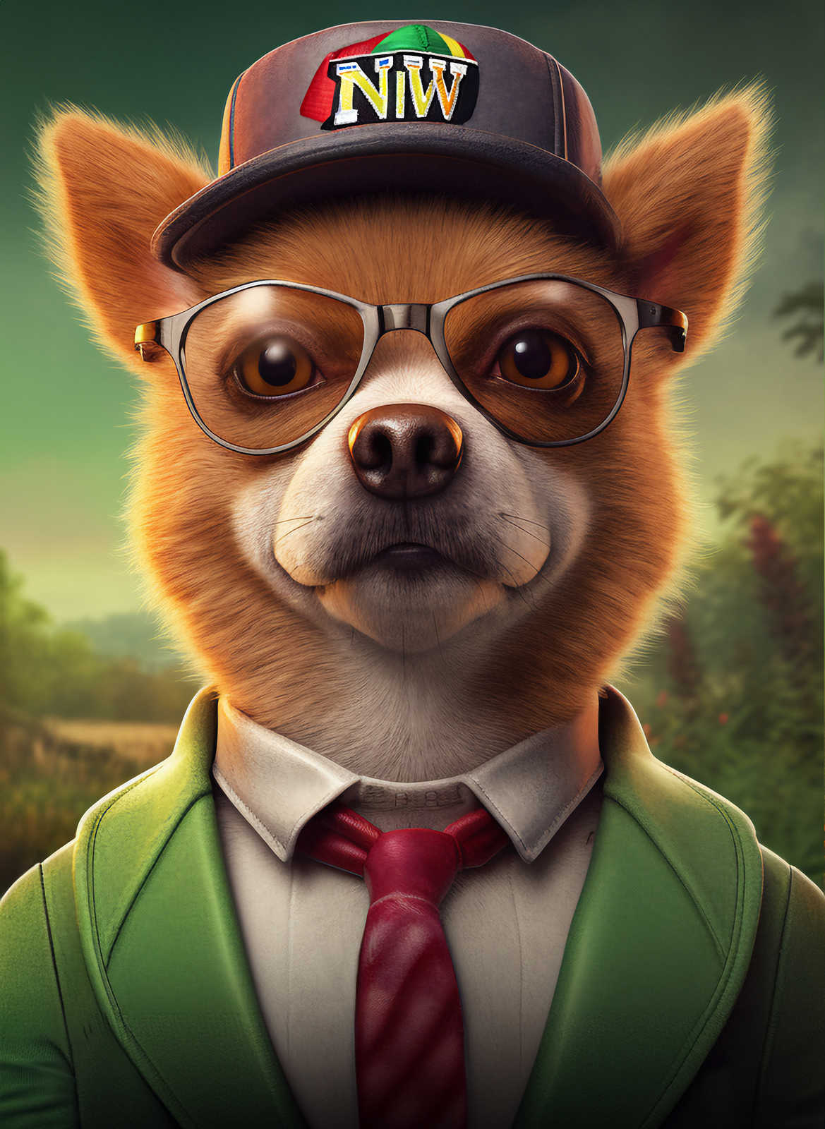             KI-Leinwandbild »Nerdy Dog« – 60 cm x 90 cm
        