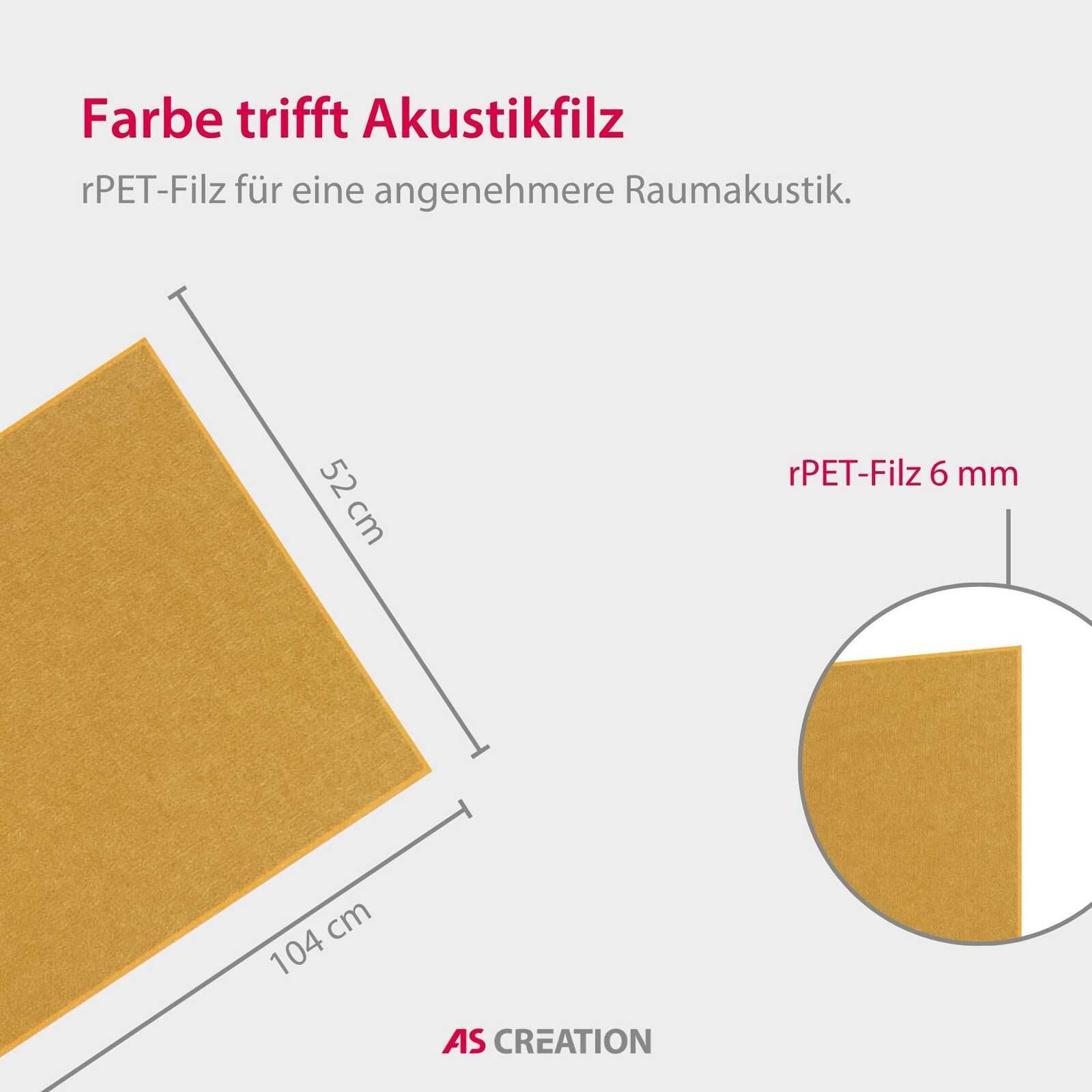 Akustikfilz, rPET-Filz, 6 mm Dicke, Gelb-Orange, Baumwolloptik