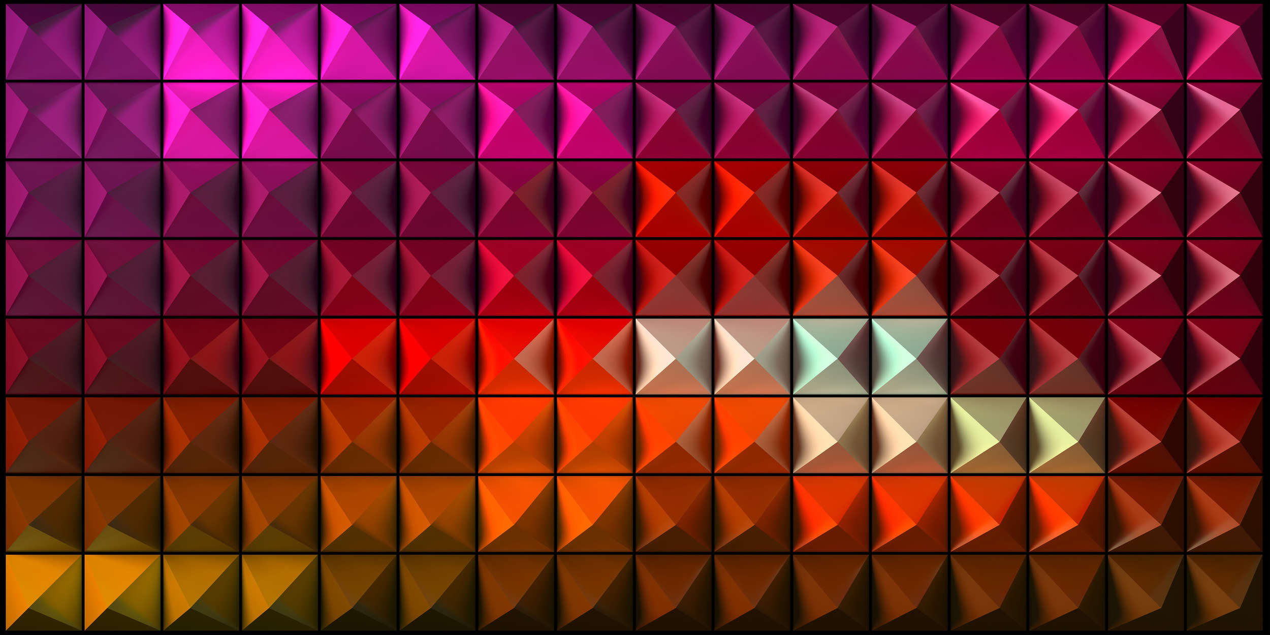             Futuristische Vliestapete – 3D Fototapete in Neonfarben mit geometrischem Design – Bunt, Rot
        