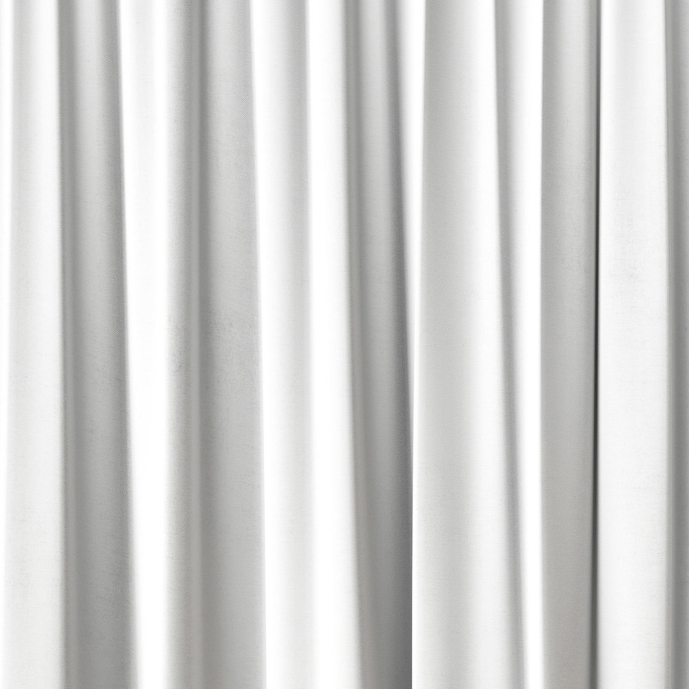             3D Optik Vliestapete – Fototapete mit eleganten Vorhang in Stoffoptik – Weiß, Grau
        